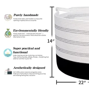 R RUNKA XXXLarge Cotton Rope Basket for Toys & Laundry