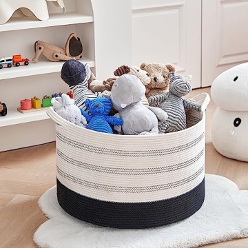 R RUNKA XXXLarge Cotton Rope Basket for Toys & Laundry