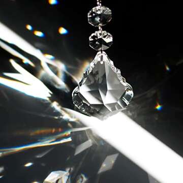 12pcs Crystal Chandelier Maple Leaf Prism Pendant Parts, 76mm Hanging Crystals Beads for Chandelier ...