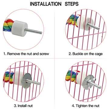 Bird Rope Perches for Parrots, Cockatiels, Parakeets, Budgie Cages Comfy Birds Colorful Rope Toy (41inch Metal nut)