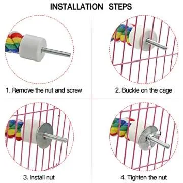 Bird Rope Perches for Parrots, Cockatiels, Parakeets, Budgie Cages Comfy Birds Colorful Rope Toy (41inch Metal nut)