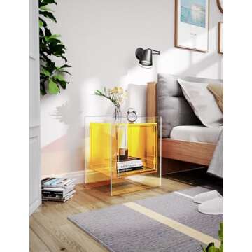 Solaround Acrylic Nightstand - Colorful Bedside Table with Open Storage