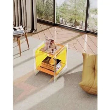 Solaround Acrylic Nightstand with Open Storage Shelf