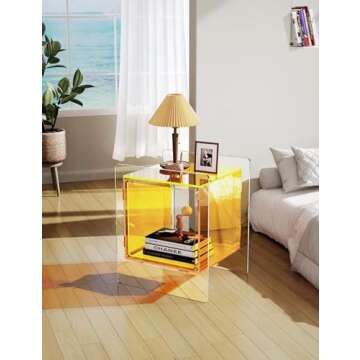 Solaround Acrylic Nightstand with Open Storage Shelf