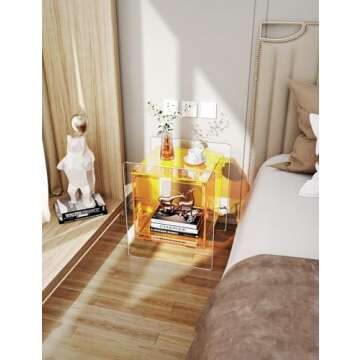 Solaround Acrylic Nightstand with Open Storage Shelf