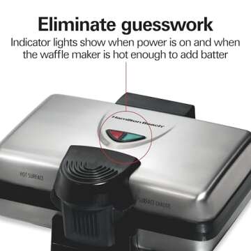 Hamilton Beach Belgian Mini Waffle Maker with Shade Control, Makes 2 at Once, Create Personalized Keto Chaffles and Hash Browns, Non-Stick Plates, Compact Design, Stainless Steel