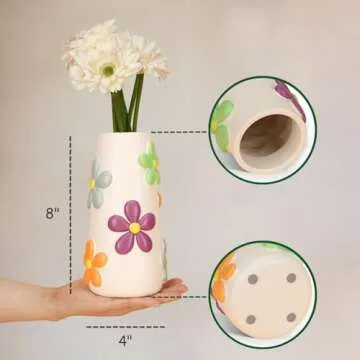 GUGUGO Pastel Flowers Vase, 8-Inch-Tall Rainbow Funky Mushroom Decor, Unique Colorful Decorative Flower Vases for Centerpieces, Eclectic Vases for Flowers, Cute Room Decor Aesthetic(D)