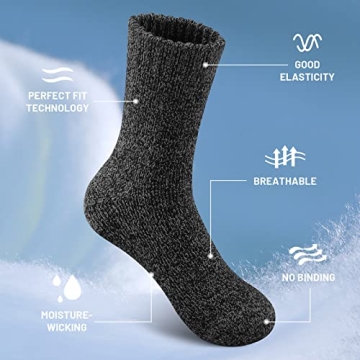 Warm Merino Wool Socks for Men, 5 Pairs