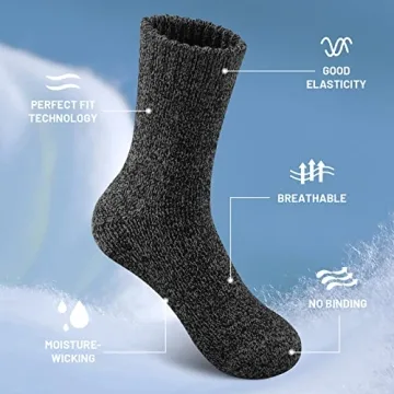 Warm Merino Wool Socks for Men, 5 Pairs
