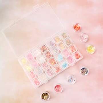 Segbeauty Gem Organizer, Clear Bead Container 28 Compartments with Secure Lids, Removable Tiny Jewelry Storage Box, Transparent Jewelry Organizer for Seeds Craft Making Accessories
