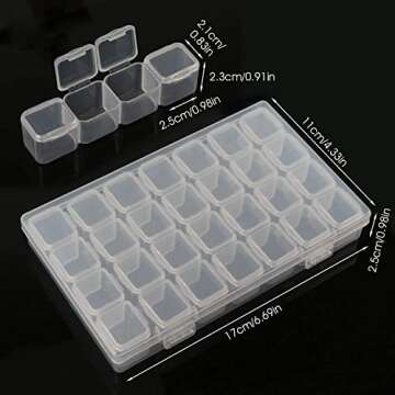 Segbeauty Gem Organizer, Clear Bead Container 28 Compartments with Secure Lids, Removable Tiny Jewelry Storage Box, Transparent Jewelry Organizer for Seeds Craft Making Accessories
