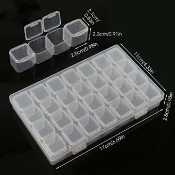 Segbeauty Gem Organizer, Clear Bead Container 28 Compartments with Secure Lids, Removable Tiny Jewelry Storage Box, Transparent Jewelry Organizer for Seeds Craft Making Accessories