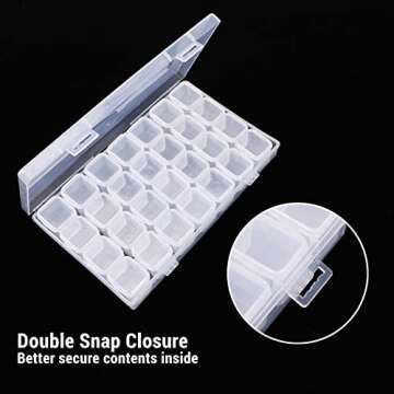 Segbeauty Gem Organizer, Clear Bead Container 28 Compartments with Secure Lids, Removable Tiny Jewelry Storage Box, Transparent Jewelry Organizer for Seeds Craft Making Accessories