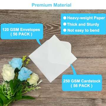 56 Pack Blank Cards and Envelopes 4x6, White Blank Note Cards Greeting Cards and Envelopes Set, Folded Cardstock with Envelopes for DIY Greeting Cards, Thank You Cards, Invitations in All Occasions