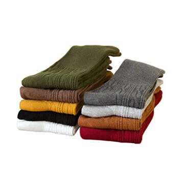 Sookiay 9 Pairs Women's Crew Socks Cotton Knit Soft Turn Cuff Socks