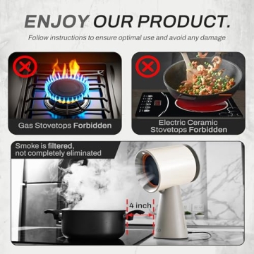 TUCO Portable Range Hood, Desktop Kitchen Exhaust Fan with 3 Speeds, Detachable Aluminum Carbon Filter, Low Noise, Oil Collection Cup, Smoke Purifier for Indoor BBQ, Hot Pot and RV Kitchens