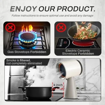 TUCO Portable Range Hood, Desktop Kitchen Exhaust Fan with 3 Speeds, Detachable Aluminum Carbon Filter, Low Noise, Oil Collection Cup, Smoke Purifier for Indoor BBQ, Hot Pot and RV Kitchens