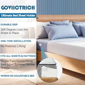 GOVIICTRICH Bed Sheet Holders Straps, Fitted Sheet Straps/Holders Keep Sheets Firm & Tight, Bedsheet Grippers with Enhanced Clips, Bed Sheet Holder Fit All Mattress Size, Easy Installation