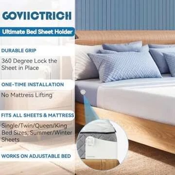 GOVIICTRICH Bed Sheet Holders Straps, Fitted Sheet Straps/Holders Keep Sheets Firm & Tight, Bedsheet Grippers with Enhanced Clips, Bed Sheet Holder Fit All Mattress Size, Easy Installation