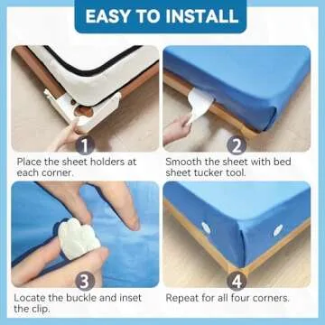 GOVIICTRICH Bed Sheet Holders Straps, Fitted Sheet Straps/Holders Keep Sheets Firm & Tight, Bedsheet Grippers with Enhanced Clips, Bed Sheet Holder Fit All Mattress Size, Easy Installation