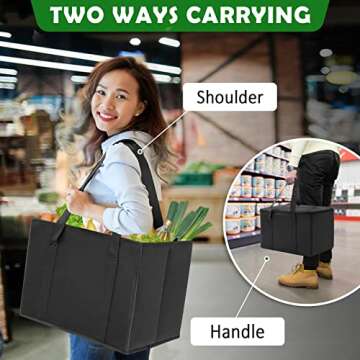DAREKUKU 3 Pack Reusable Grocery Bags, Foldable Washable Insulated Shopping Bags For Groceries, Heavy Duty With Reinforced Bottom & Handles (2 Grocery Tote Bags + 1 Insulated Cooler Bag)