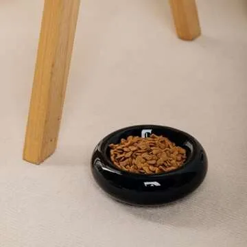 Stylish Ceramic Cat Bowl for Whisker Fatigue Relief 6.1 Inch