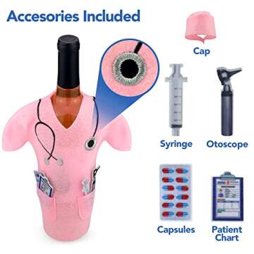 Pink Scrub Wine Bags - Doctors & Nurses Graduation Gift - White Coat Ceremony, Medical School, Residency Match Day