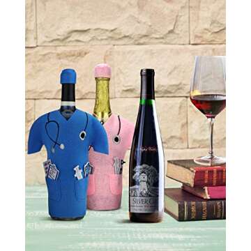 Pink Scrub Wine Bags - Doctors & Nurses Graduation Gift - White Coat Ceremony, Medical School, Residency Match Day