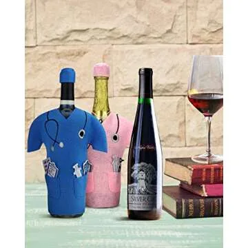 Pink Scrub Wine Bags - Doctors & Nurses Graduation Gift - White Coat Ceremony, Medical School, Residency Match Day