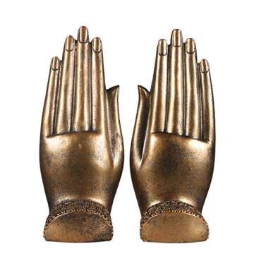 NBHUZEHUA Buddha Sitting in Hand Statue Resin Lao Thai Buddhist Figurines Home Decor Zen Buddah Gold