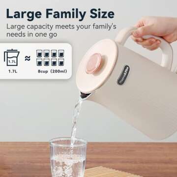Nueve&Five 1.7L Electric Kettle,Double Wall Electric Tea Kettle,Auto Shut Off,1200W Hot Water Kettle...