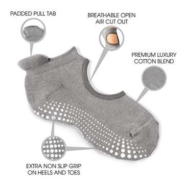 LA ACTIVE Non Slip Yoga Grip Socks - Barre Ballet Pilates Athletic Socks for Men and Women