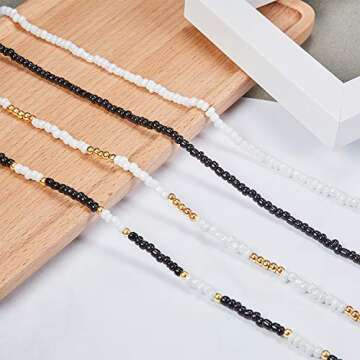 Hicarer Seed Bead Choker Necklace Tiny Beaded Choker Boho Colorful Choker Necklace Chain Jewelry for Women, Adjustable 12-16 Inches (Color Set 1, 8 Pieces)