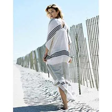 Bsubseach Women Striped Turkish Beach Kaftan Beachwear Swimwear Bikini Cover Up Maxi Dress