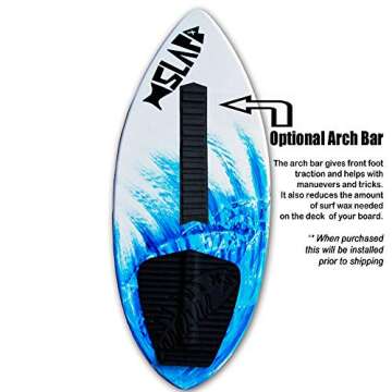 USA Made Slapfish Skimboard - Fiberglass & Carbon - Riders up to 200 lbs - 48" with Traction Deck Grip - Kids & Adults - 4 Colors (Blue + Arch Bar & Board Bag)