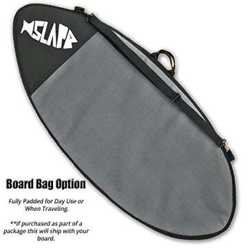 USA Made Slapfish Skimboard - Fiberglass & Carbon - Riders up to 200 lbs - 48" with Traction Deck Grip - Kids & Adults - 4 Colors (Blue + Arch Bar & Board Bag)