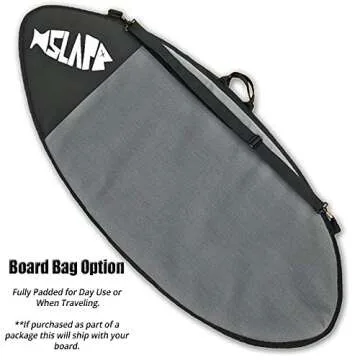 USA Made Slapfish Skimboard - Fiberglass & Carbon - Riders up to 200 lbs - 48" with Traction Deck Grip - Kids & Adults - 4 Colors (Blue + Arch Bar & Board Bag)