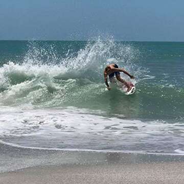 USA Made Slapfish Skimboard - Fiberglass & Carbon - Riders up to 200 lbs - 48" with Traction Deck Grip - Kids & Adults - 4 Colors (Blue + Arch Bar & Board Bag)