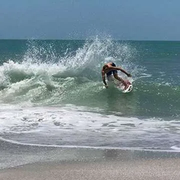 USA Made Slapfish Skimboard - Fiberglass & Carbon - Riders up to 200 lbs - 48" with Traction Deck Grip - Kids & Adults - 4 Colors (Blue + Arch Bar & Board Bag)