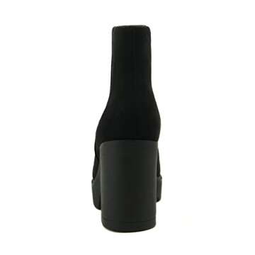 Soda EDITOR ~ Women Lug Sole High Heel Chelsea Fashion Ankle Boot w/Double Elastic Gore (BLACK Imit ...