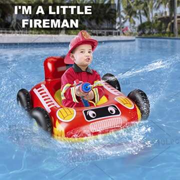 Kids Pool Floats with Water Gun, Pool Toys for Kids Ages 4-8, Fire Truck Toddler Floats for Pool, Po...