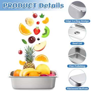 ALMOXVYE Stainless Steel Steam Table Pans with Lids