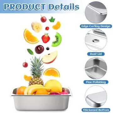 ALMOXVYE Stainless Steel Steam Table Pans with Lids
