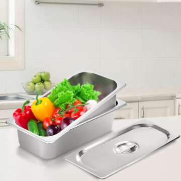 ALMOXVYE Stainless Steel Steam Table Pans with Lids
