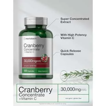 Horbäach Cranberry Concentrate Extract Pills 30,000mg with Vitamin C