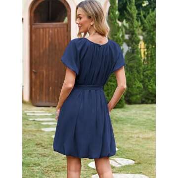 ECOWISH Women's Puff Sleeve Summer Mini Dress