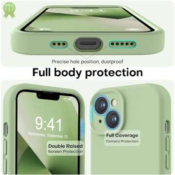 LOVE 3000 Designed for iPhone 13 Case, Premium Silicone with [Camera Protection] [Soft Anti-Scratch Microfiber Lining] Shockproof Protective Phone Case for iPhone 13 Women Men Girls 6.1", Matcha