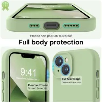 LOVE 3000 Designed for iPhone 13 Case, Premium Silicone with [Camera Protection] [Soft Anti-Scratch Microfiber Lining] Shockproof Protective Phone Case for iPhone 13 Women Men Girls 6.1", Matcha