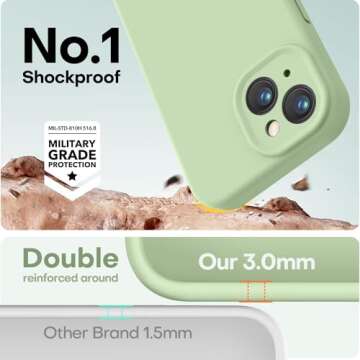 LOVE 3000 Designed for iPhone 13 Case, Premium Silicone with [Camera Protection] [Soft Anti-Scratch Microfiber Lining] Shockproof Protective Phone Case for iPhone 13 Women Men Girls 6.1", Matcha