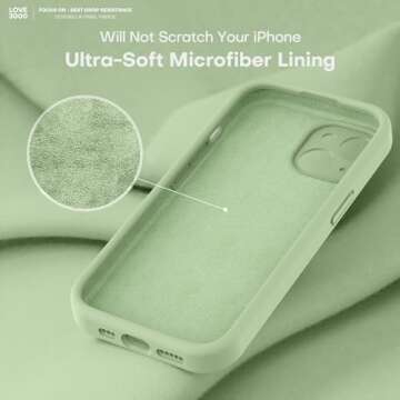 LOVE 3000 Designed for iPhone 13 Case, Premium Silicone with [Camera Protection] [Soft Anti-Scratch Microfiber Lining] Shockproof Protective Phone Case for iPhone 13 Women Men Girls 6.1", Matcha